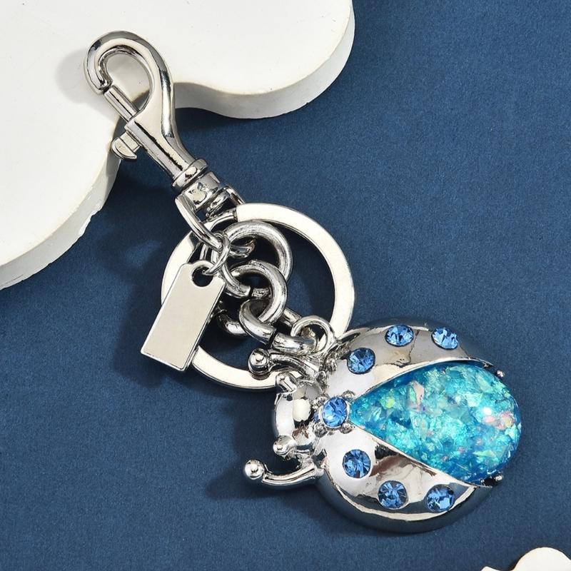 Stylish Ladybugs Keychain With Crystals Rhinestones Alloy Designs For Trendy Accessories