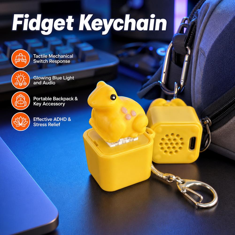 Toad Frog Fidget Keychain Mechanical Switch Clicky Button Stress Relief Toy Led Light Up Keyboard Keycap Desk Toy Gift