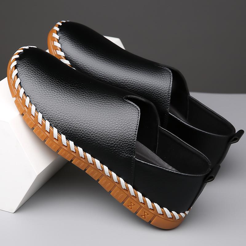 

Men’s Moccasins Driving Shoes Black White Summer Casual Slip on Shoes Plus Size Leather Shoes Over Sized EU: 38 чёрный