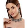 Shining Diva Fashion Latest Stylish Traditional Oxidised Silver Necklace Jewellery Set for Women