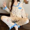 Contrasting color dachshund dog imitation cotton pajamas women's spring and autumn new sweet lace long-sleeved loose loungewear