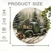 Vintage Metal Tin Sign Green Truck Christmas 8x8 Inch Rustic Wall Decor Farmhouse Retro Art Holiday Gift