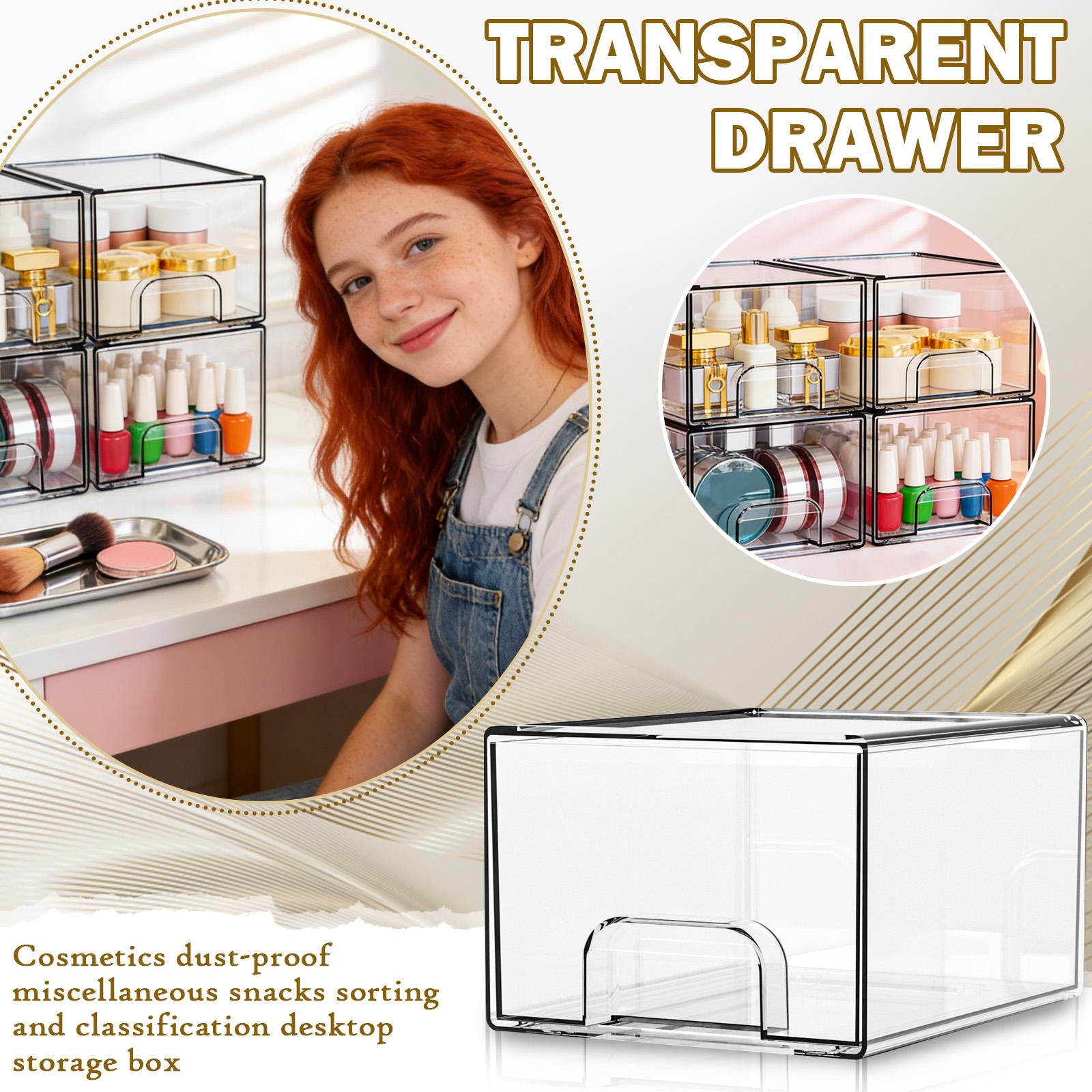 Clear Acrylic Storage Box Essential Drawer Type Organizer Practical Transparent Container Desktop Cosmetic Holder