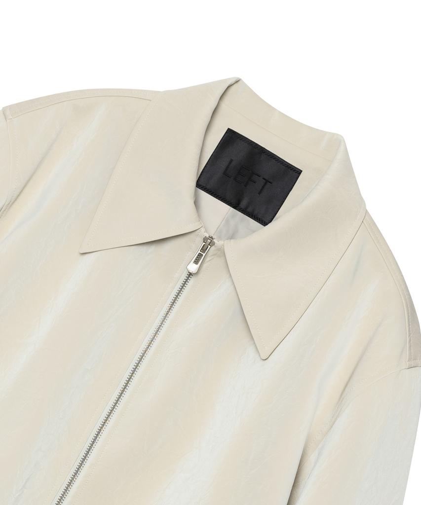 Leftseoul Synthetic Leather Collar Jacket [Ivory]