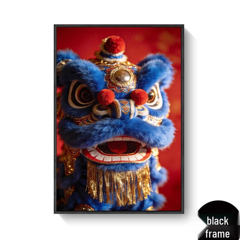 Chinese Festival Lion Dance Decorative Wall Art: Oil Canvas Mural