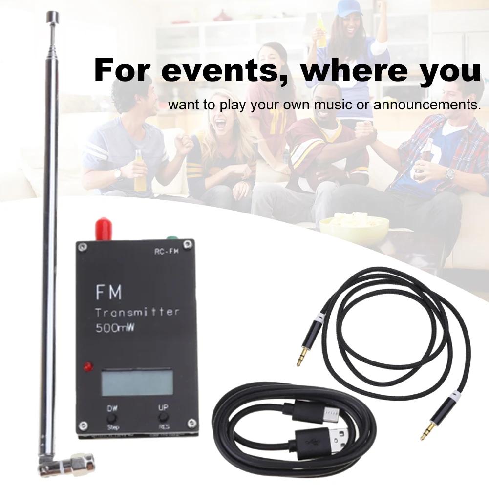 2000M 0.5W 500mW FM-sender Frekvens LCD-skjerm Stereo Digital 76-108MHz Justerbar frekvens FM-sender for FM-radio