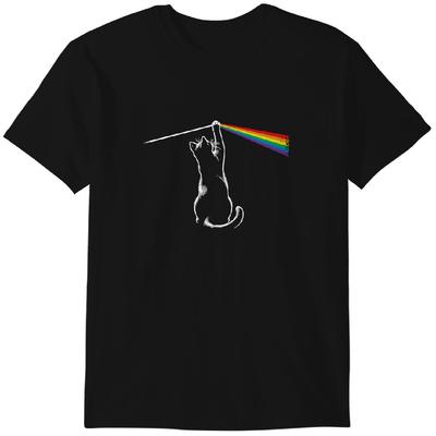 Unisex roosa Cat Floyd muusika vinüül naljakas T-särk klassikaline T-särk
