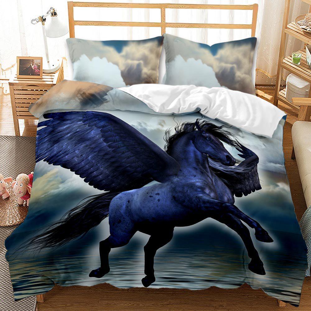 Unicorn Kit 3D Digital Printing Quilt Cover Princess Bedding Girl Three-piece Set