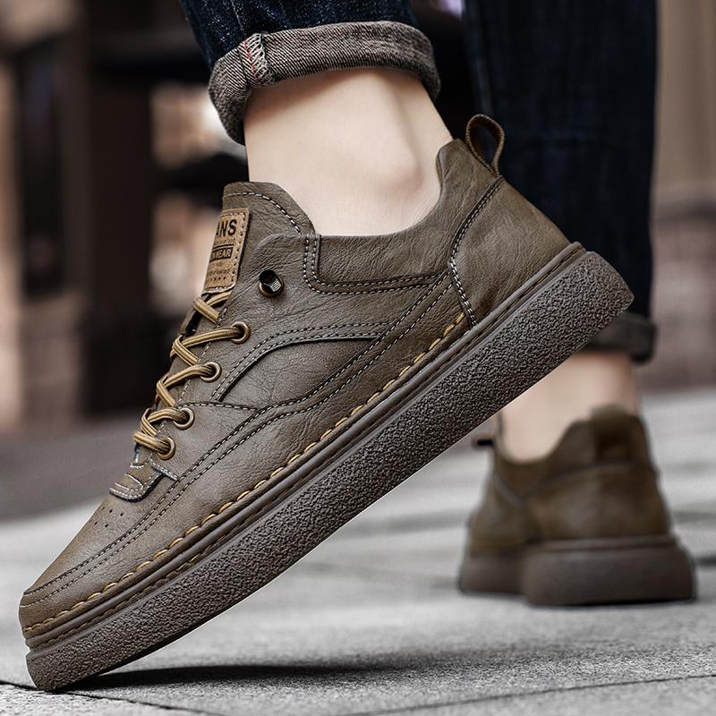 Fashion Italian High Quality Men Casual Leather Shoes Brand Lace Up Flat Oxford Shoes Outdoor Comfy Walking Casual Office Dress Shoes
