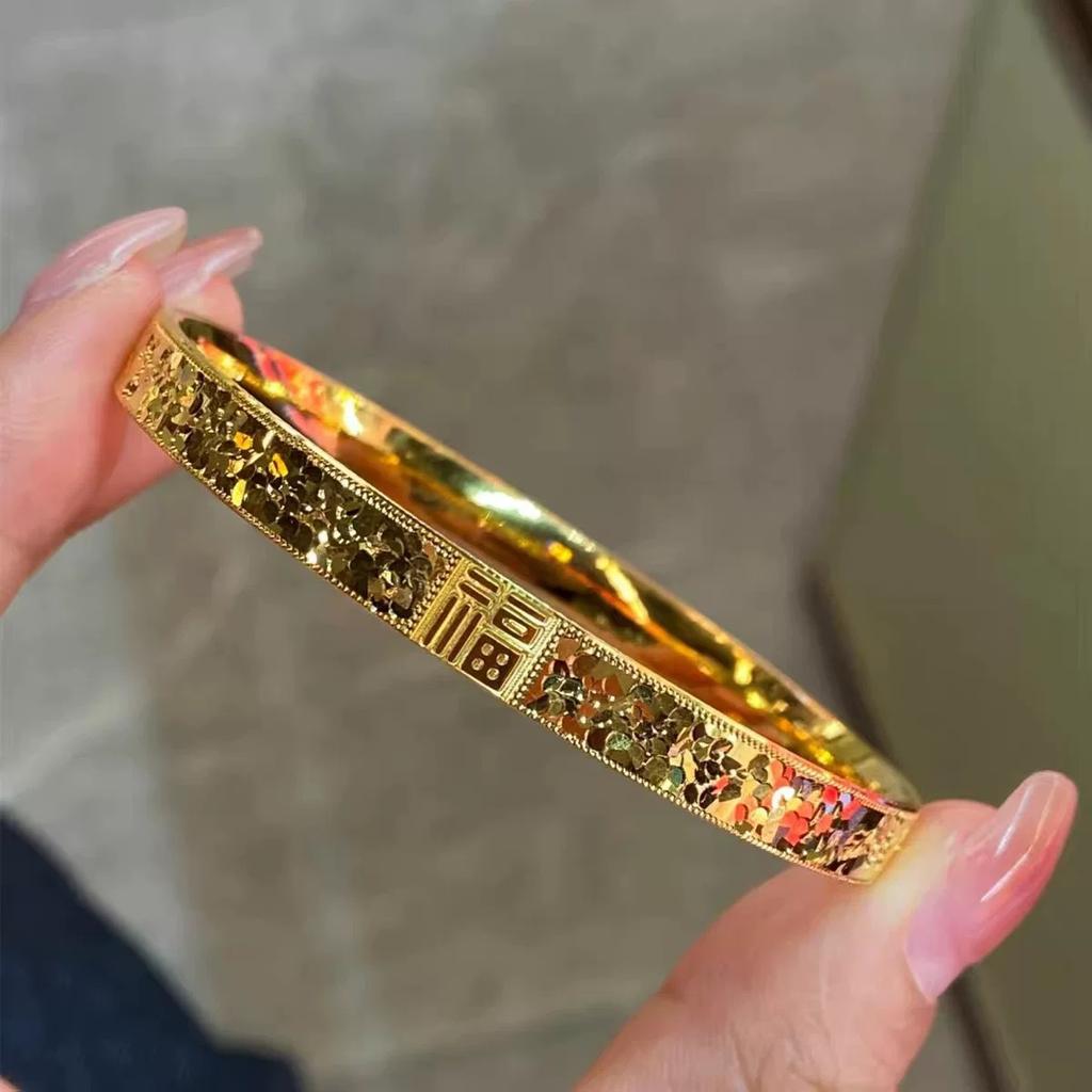 Simulation gold bracelet, women are full of luck, solid bracelet, fashion bracelet.