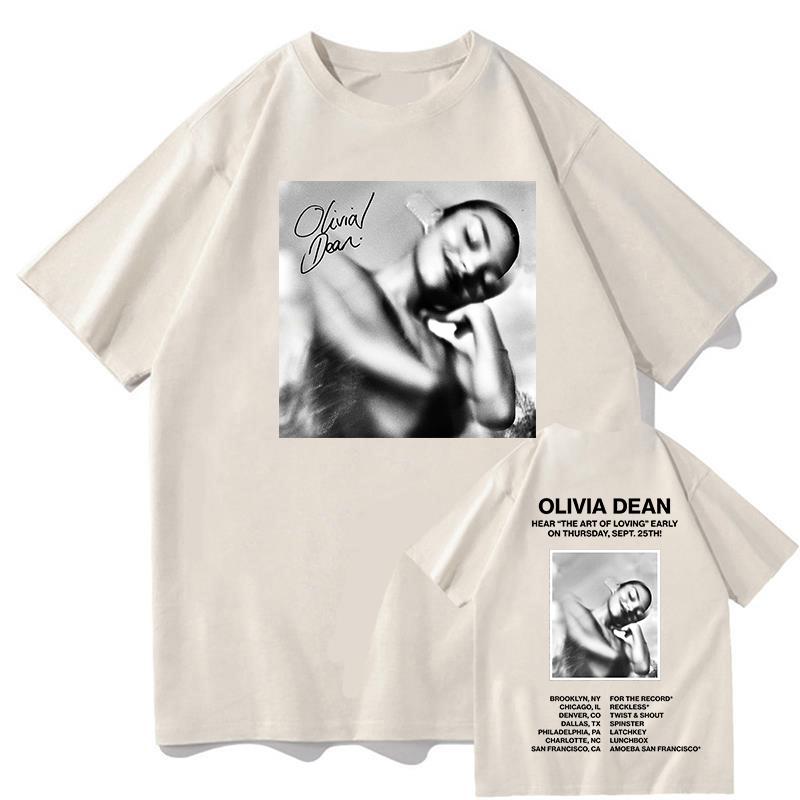 T-shirt Moda Olivia Dean L'Arte di Amare T-shirt Cotone Ampia Unisex T-shirt Unisex Casual Girocollo Stampa Lettere Abbigliamento Femminile