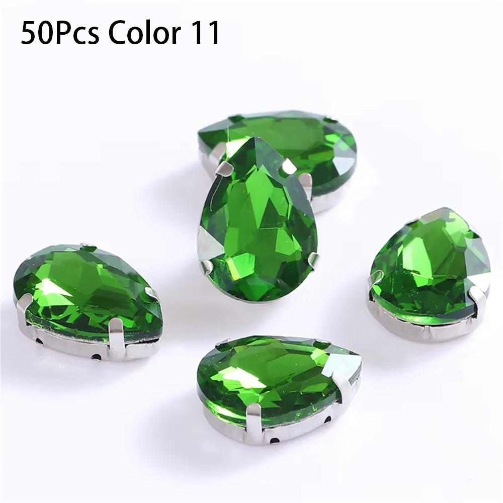 50Pcs/Pack Teardrop Shape Glitter Sewing Rhinestones Diamond Beads Ornament  For Needlework