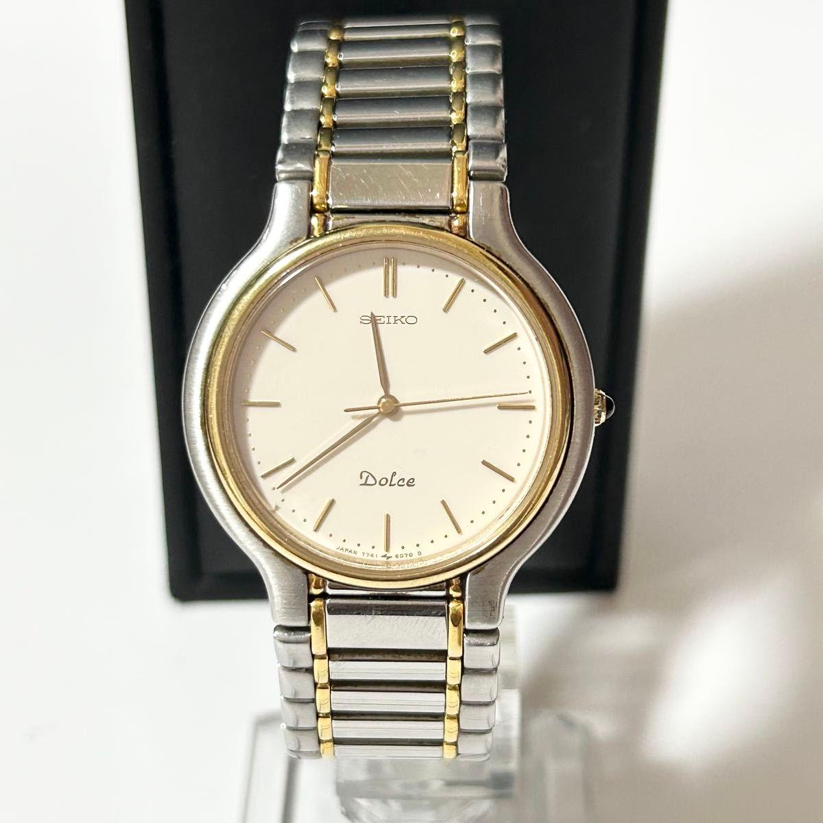 SEIKO Dolce 7741-6050 Кварцевые Мужские Часы с ivory циферблатом Золотой Серебряный