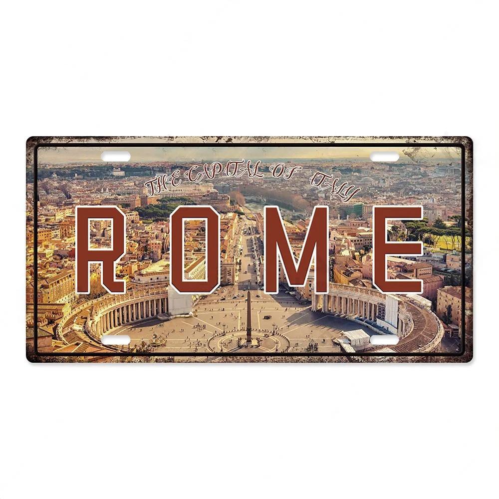 Hauptstadt Kennzeichen Metallposter Schilder Wanddeko Plakette Metall Vintage Blechschild für Restaurant Bar