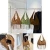 Vintage Suede Shoulder Tote Bag With Tassel Design And Solid Color For Daily Use