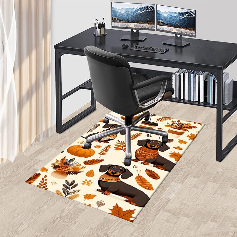 Autumn Dachshund Chair Mat Office Carpet, Large Rug for Home Decor, Sofa Mat, Desk Pad Gift, Suitable for Bedroom, Living Room, Various Rooms