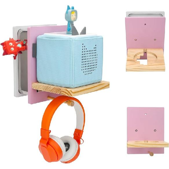 для полки Tonie, Хранение Tonies с 40 шт. клейких металлических пластин для Creative Tonie Box, Магнитная полка для фигурок Tonie, Персонажей, Деревянная полка для Square