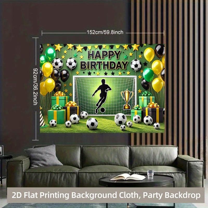 2D Flat, 2D Flat Printed Background Banner 1pc, Football Birthday Party Decoration Background Cloth, Multifunctional Pho