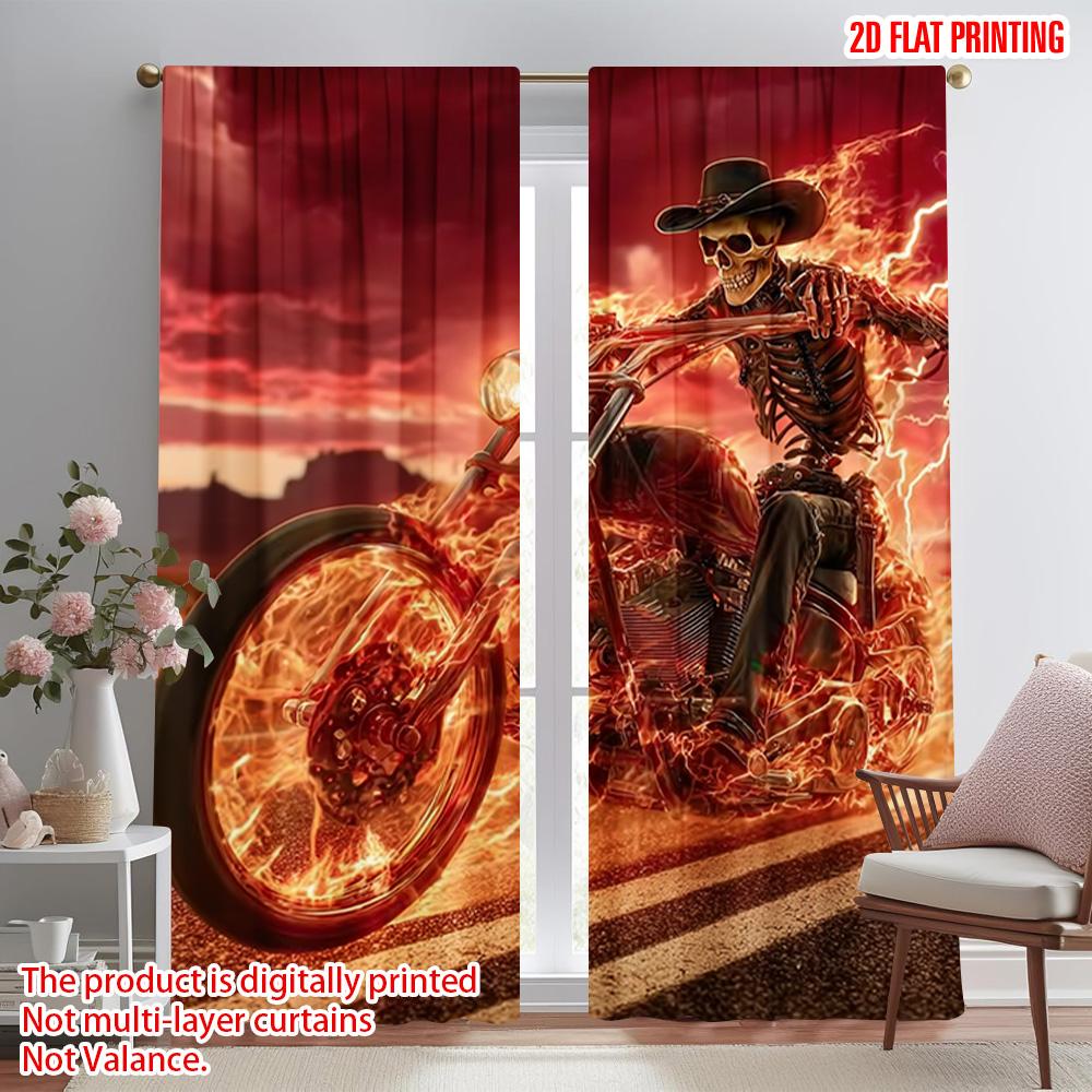2pcs   plane printing Curtain Fabric Flame Knight Versatile Polyester Fabric (without rod) Room Decor Ldeal for Various Rooms