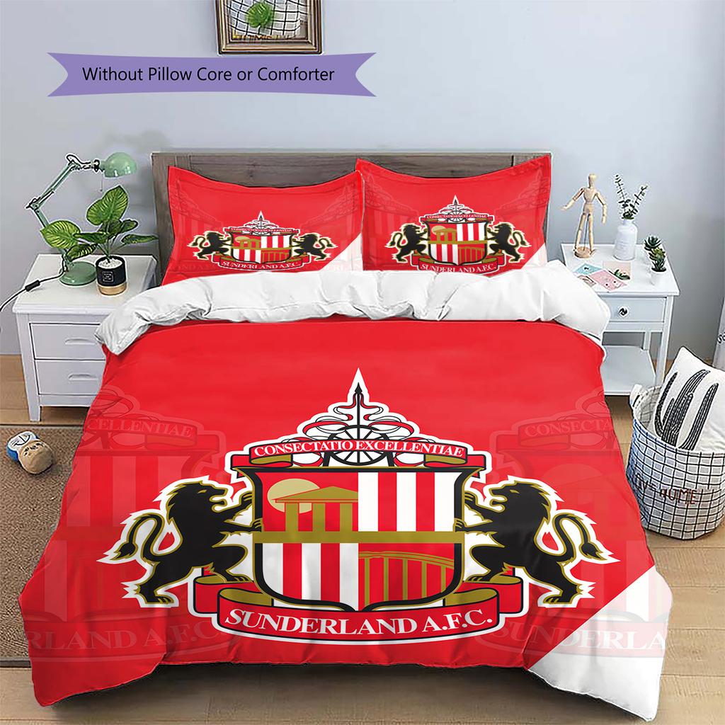 Sunderland AFC Pattern Bedding Quilt Set Home Decoration Gift (1 * Duvet Cover + 2 * Pillowcase Without Core)