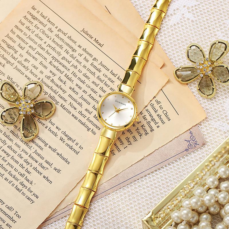 Kayequan Bamboo Bead Bracelet Watch For Women Quartz Movement Fashion Casual Jewelry