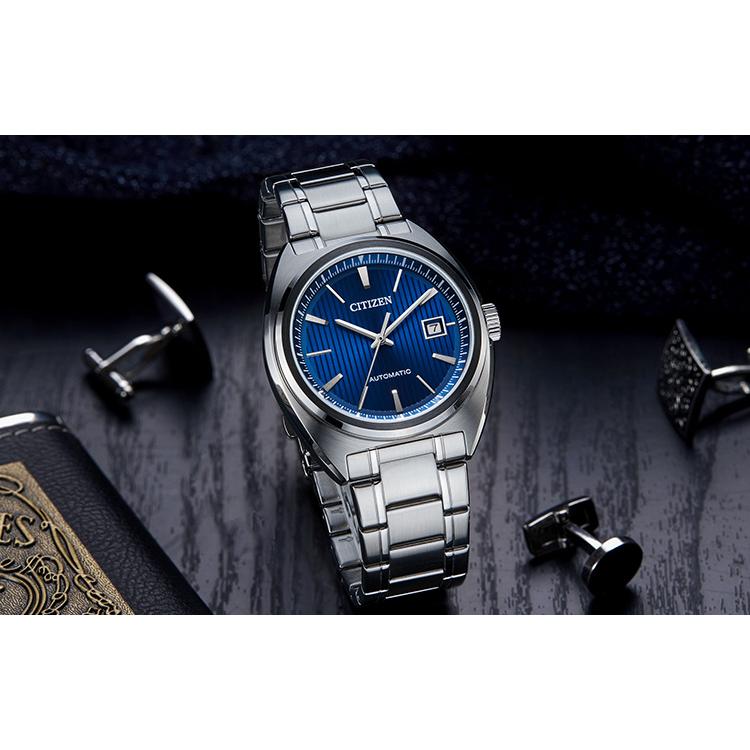 CITIZEN 100m Waterproof Mechanical Movement Stainless Steel Strap Watch 42mm Men's Watches Blue Dial NJ0100-71L