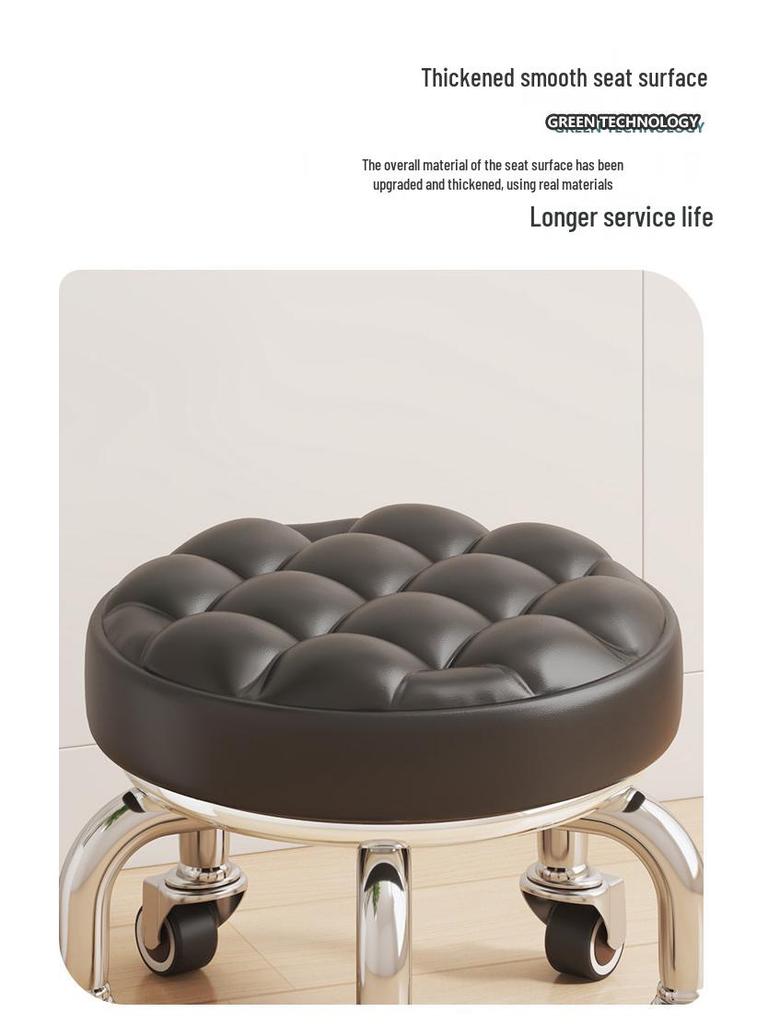 Silent Household Low Stool on Wheels - Multipurpose for Shoe Changing, Baby Moving, and Floor Cleaning