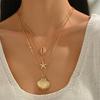 Vintage Starfish Multi Layer Necklaces for Women Vacation Ocean Style Metal Sea Shell Pendants Necklaces Summer Party Jewelry