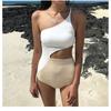 Womens One-Piece Swimsuit With Single Shoulder Sexy Backless Design High Stretch Beach Vacation Swimming