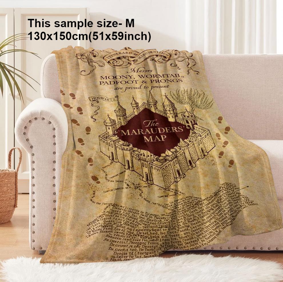 

1 шт. Плед Карта Мародеров Винтажная Антикварная карта Фланелевые Тонкие пледы для Дома Офиса Путешествий Кемпинга Идеальные подарки Использование в четыре сезона 75cmx90cm