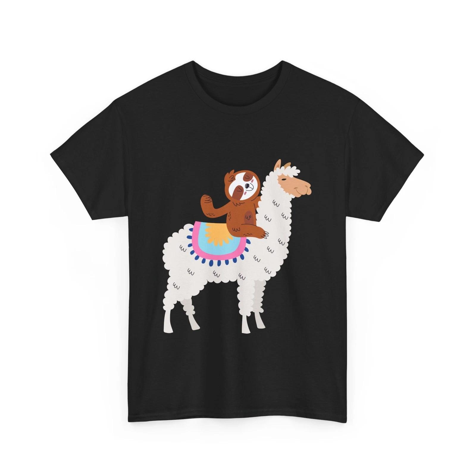 Футболка с ламой и ленивцем, Футболка для любителей животных ламы и ленивца, Женская мужская милая футболка 3XL