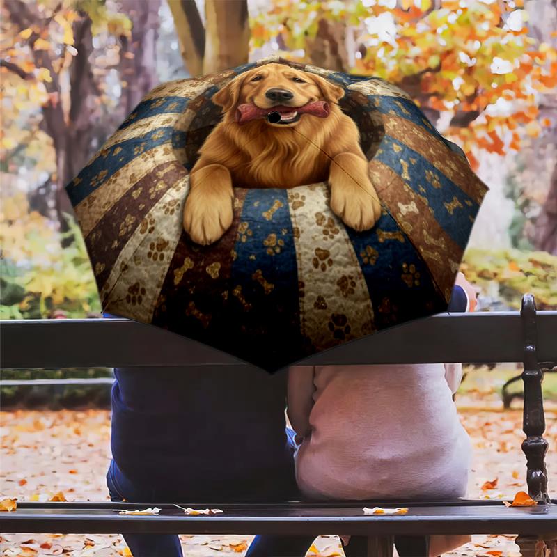 1 st Automatiskt Fällbart Paraply - Tecknat Mönster, Bärbar & Vikbar Design med 8 Ribbor, Jul- Födelsedagspresenter