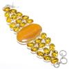 Yellow Septarian, Citrine Gemstone Handmade Ethnic 925 Silver Bracelet 8" z8G15