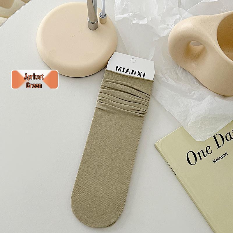 Nahtlose Damen-Socken bis zur Wade aus gekämmter Baumwolle - Weiß, Herbst/Winter, Japanischer Akademiker-Stil, Vielseitig und einfarbig