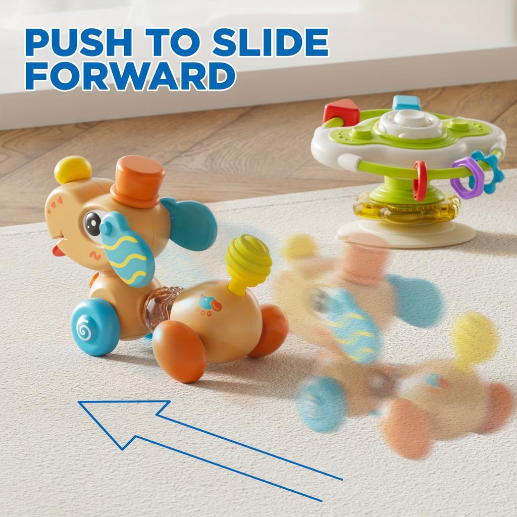New Multi Functional Infant and Toddler Educational Toy,baby Table with Puppy Suction Cup, Rotating Fun, Detachable Steering Wheel Educational Toy