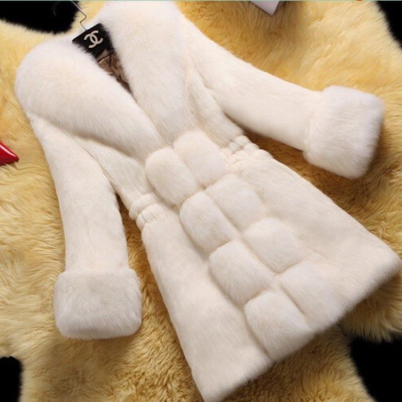 2 new autumn and winter imitation fur coat coat women's medium and long slim and thin imitation fox hair mother outfit