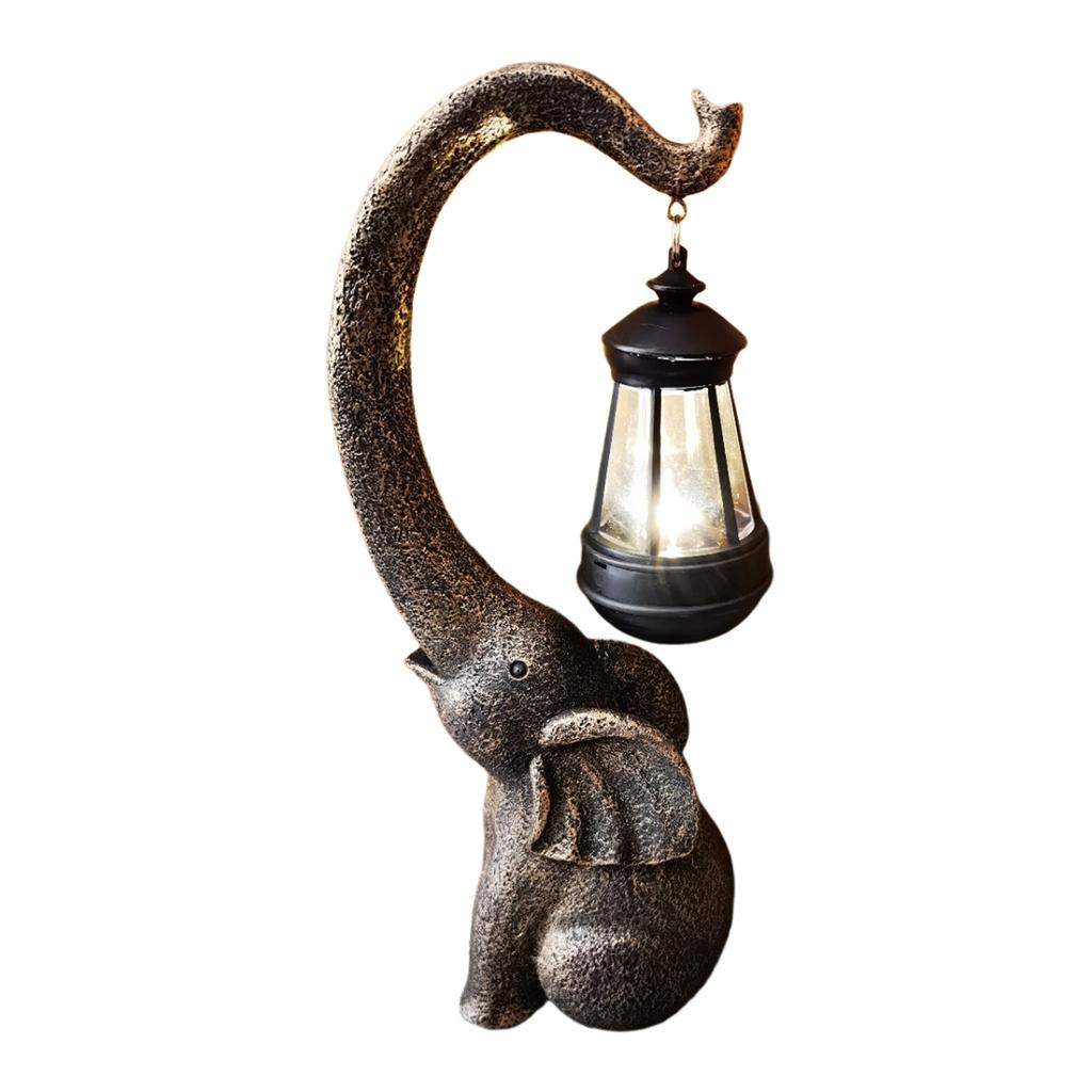 Solar Elephant Hanging Lantern Crafts Resin Garden Lantern Animal Sculpture Ornaments Waterproof Home Decor for Lawn Courtyard