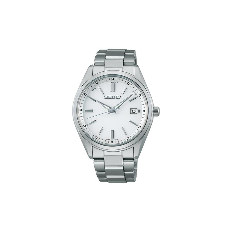 SEIKO antimagnetic 100 meters waterproof solar Quartz Steel Strap men s watch white dial SBTM317 синий