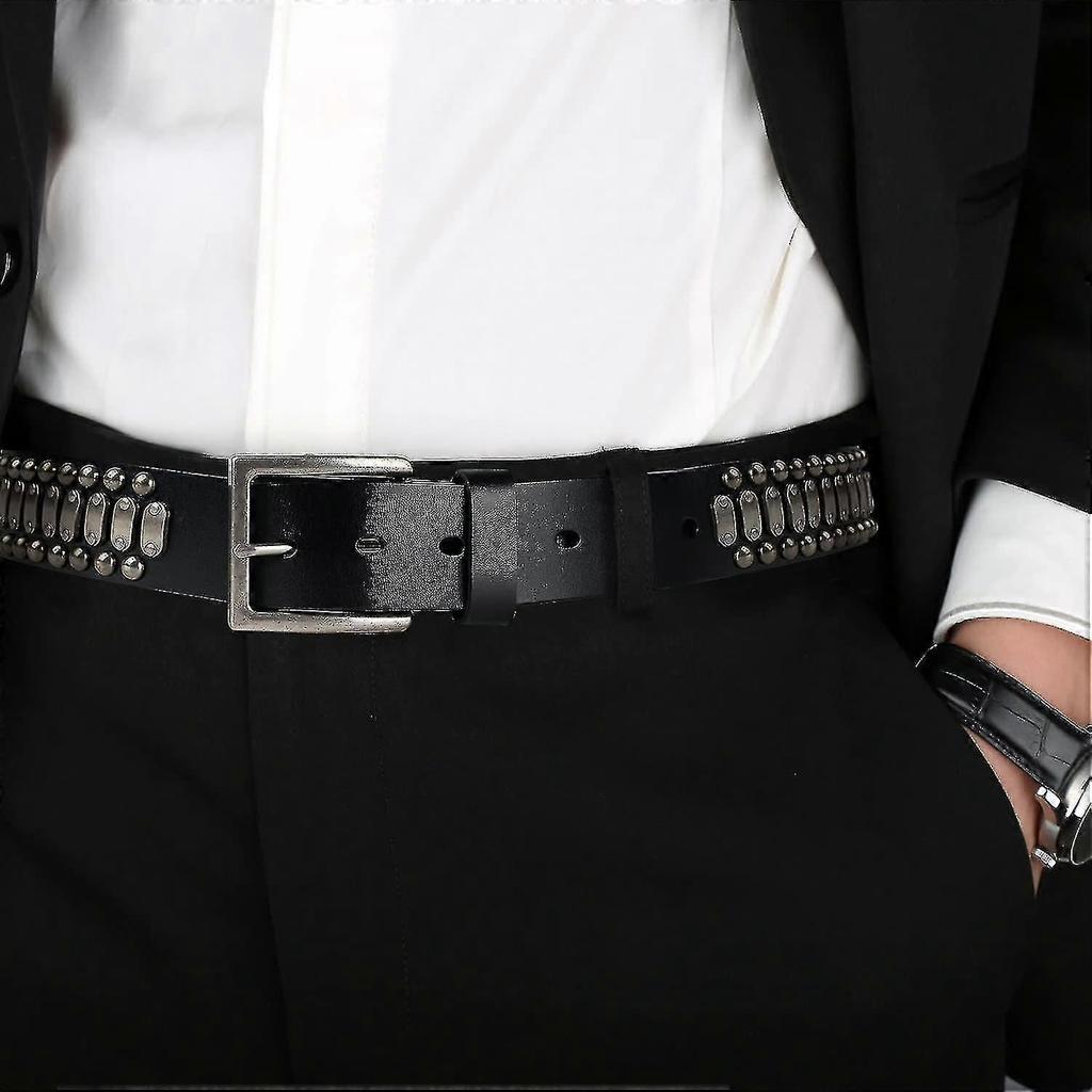 Stijlvolle Heren Casual Riemen van Italiaans Koeienleer met Studs Voor Jeans Punk Rock Klinknagels Riem Met Gesp Voor Mannen