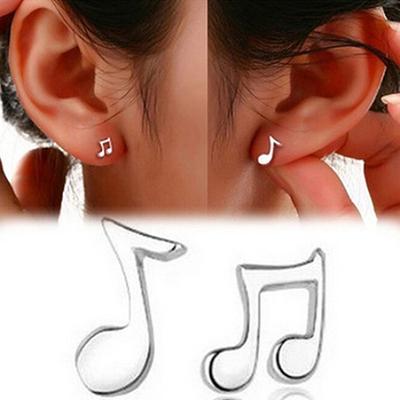 Women Tiny Asymmetry Musical Note Ear Stud Earrings Jewelry Charms Gift