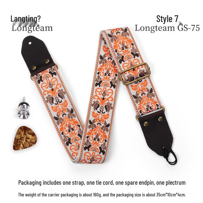 

Вышитый ремень для гитары Langting с концевыми пуговицами для бас-гитары и электрогитары