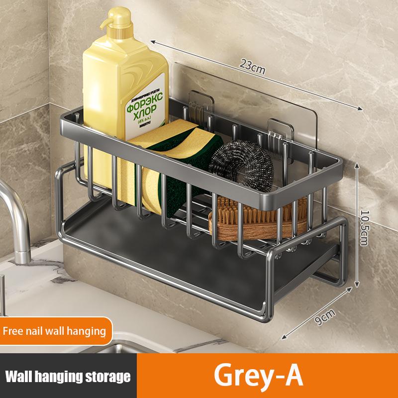 

Kitchen Storage Rack Drain Water Water Tank Cloth Rack Carbon Steel Material No Punching Wall Mounted Household Arrangement серый