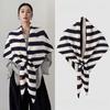 Plush Knitted Triangle Scarf Korean Style Cape Wraps Retro Striped Scarf  Autumn Winter