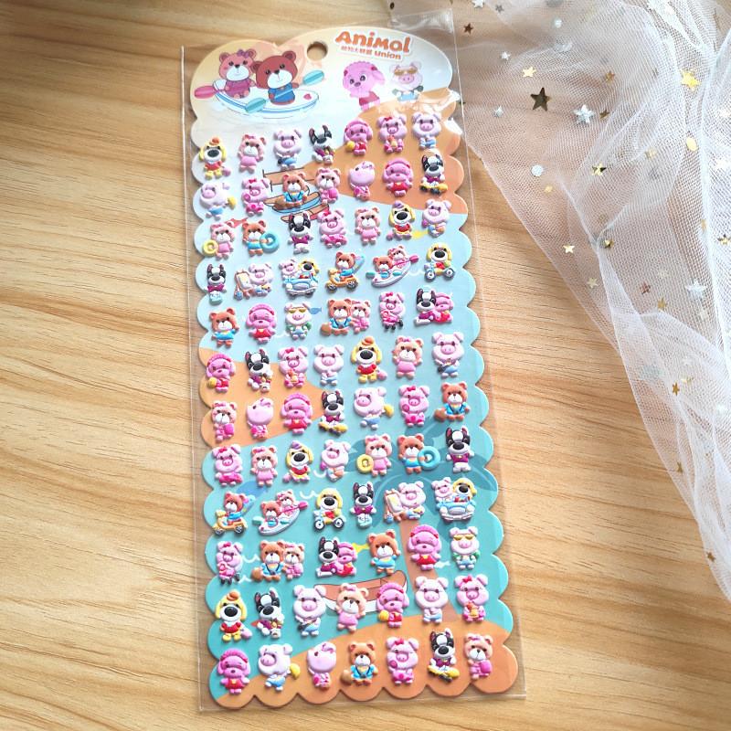 4 Pcs Cute Little Animals EVA Bubble Stickers - Multiple Styles of Adorable Cartoon Decor, Perfect for Scrapbook Diary Notebook