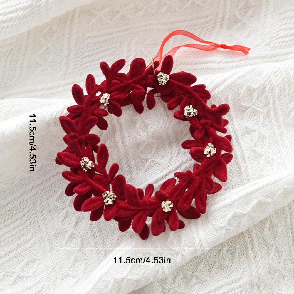 Red Velvet Flocked Christmas Tree Pendant Snowflake Bell Wreath Stocking Bow Elk Christmas Decoration Ornaments Home Decor