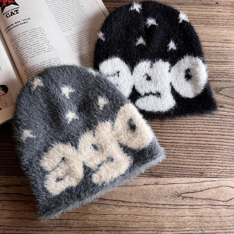 Letter Ago Pattern Knitted Beanie Cap Fashionable Breathable Hat Gifts Warm