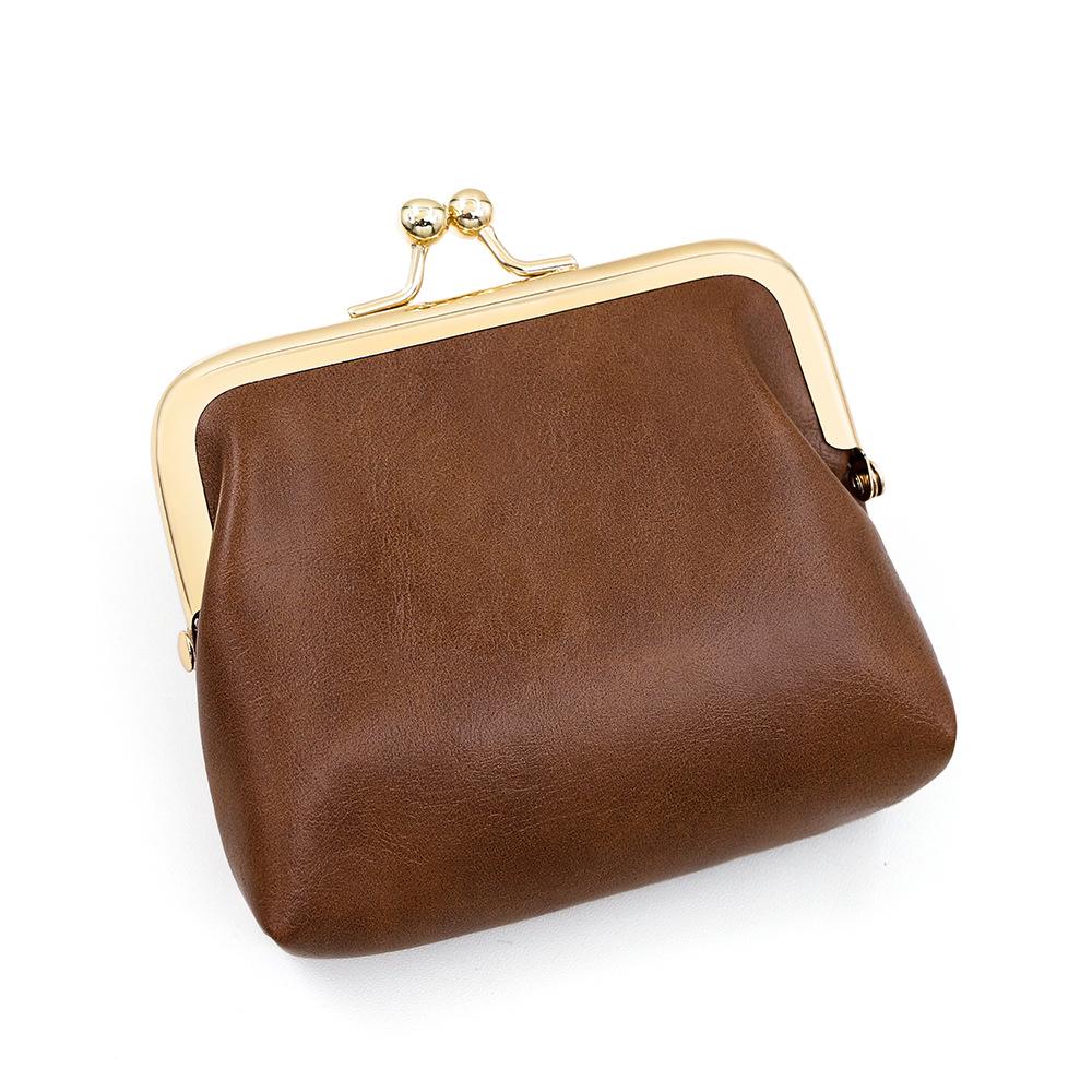 

Изысканный ретро кожаный кошелек для монет и помады: Мини-сумка большой вместимости, конфетного цвета для наушников коричневый