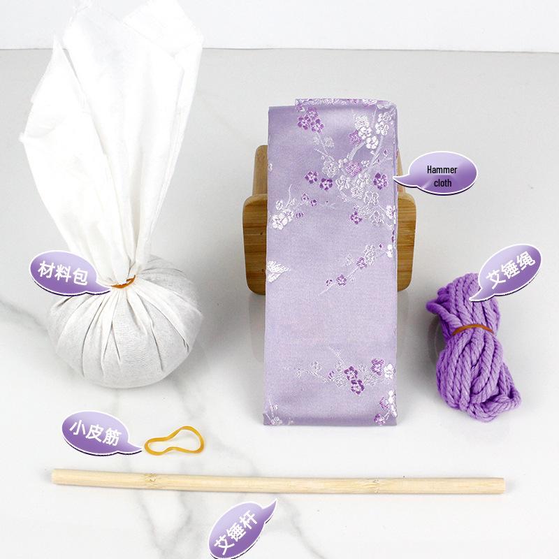 Year of the Horse Mugwort Meridian Massage Hammer - Solid Color Brocade Multifunctional Health Gift