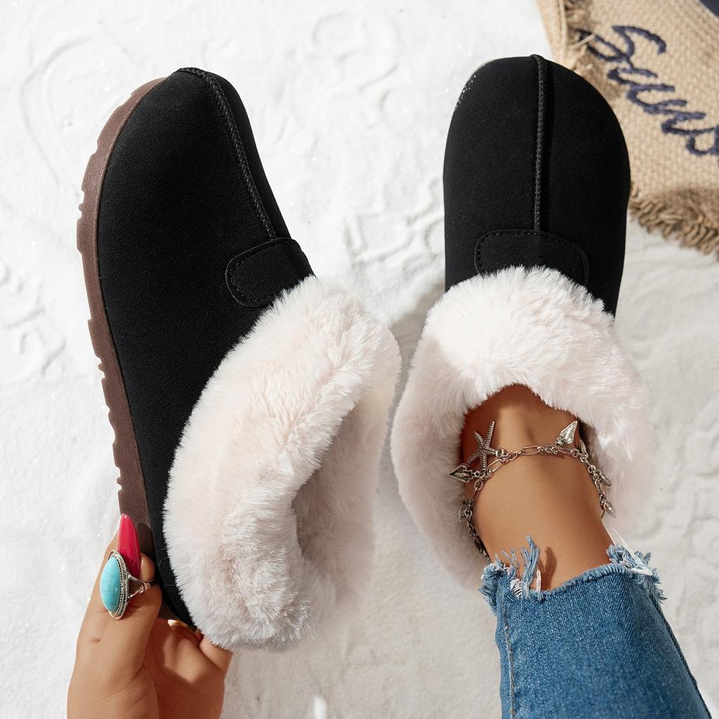 Women's Flat Bottomed Half Slippers Women's Outer Wear Autumn Winter Drag Fleece Shoes