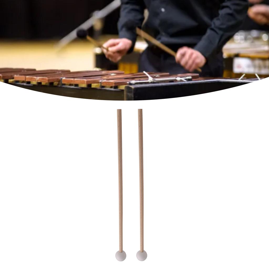 Marimba Keyboard Mallets Rubber Heads Wood Glockenspiel Chime Sticks for Xylophone Marimba Harp White